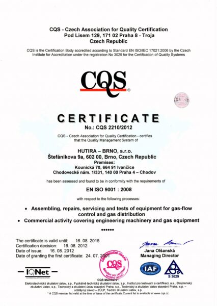 Certifikát ISO 9001, 14001